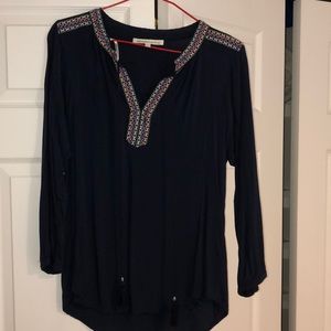 Daniel Rainn navy blouse with tassels